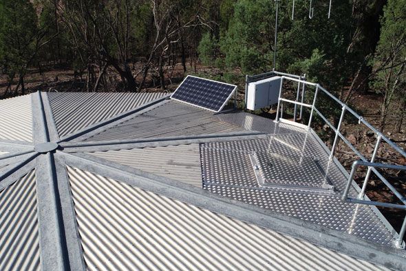 Newly constructed sealed platform and entry hatch area on a potable water reservoir